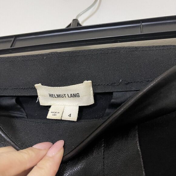 HELMUT LANG black lamb leather high rise leggings size US 4 - Picture 2 of 7